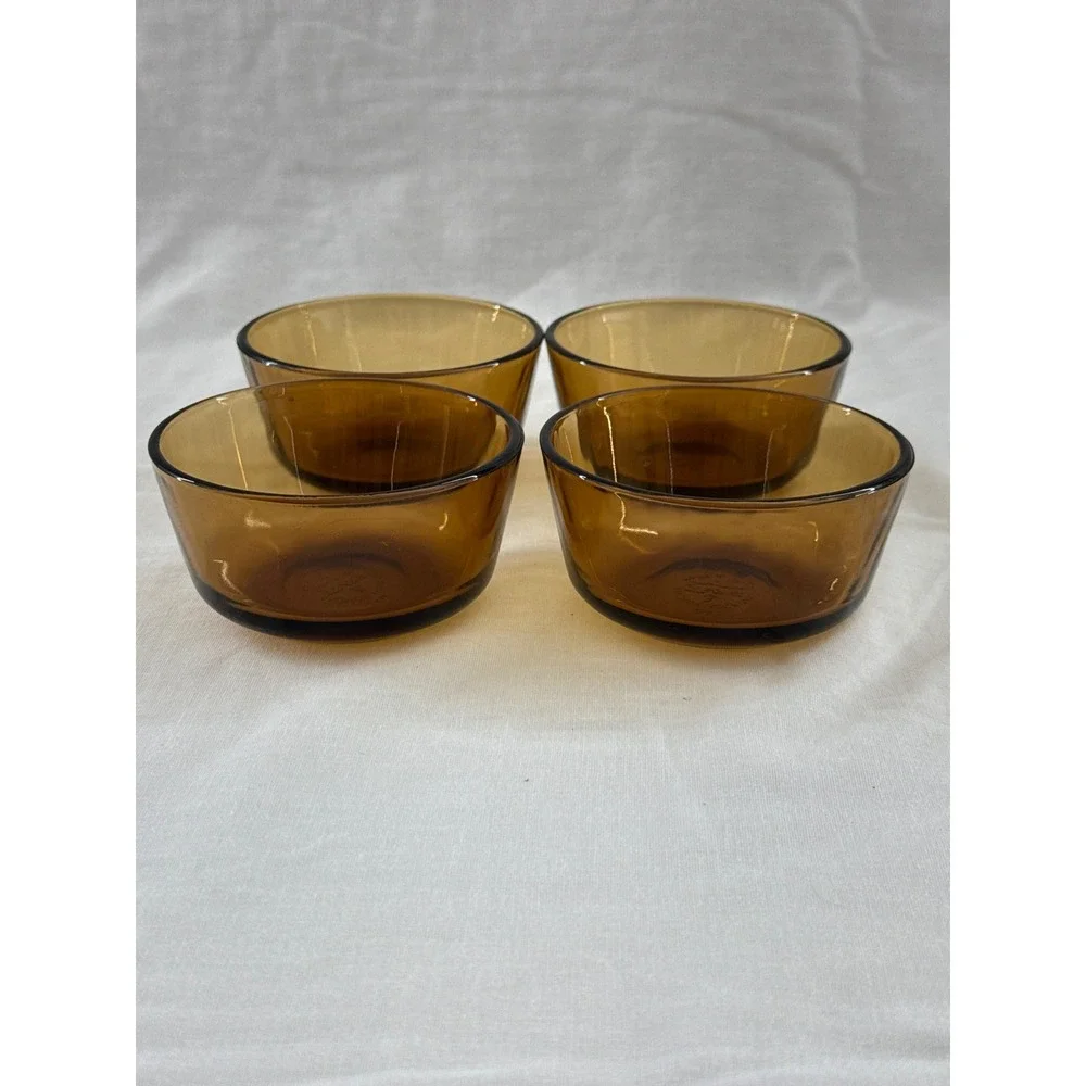 Anchor Hocking Fire King Amber Glass Custard Cups Ramekins 6oz Set of 4 434